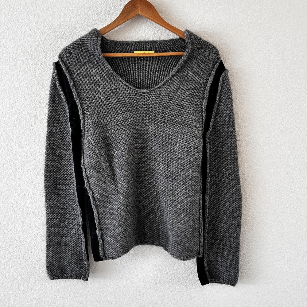 IRO Chunky Alpaca Wool Blend Sweater Womens L Gray‎ Heavy Knit Italy